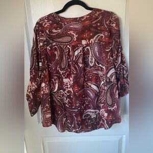 Maurices Red and Purple Paisley Blouse